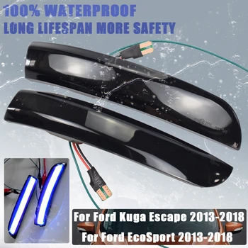 

Blue-Yellow LED Side Wing Dynamic Turn Signal Light Light For Ford Kuga Escape EcoSport 2013-2018 Bicolor Blinker Startup Breath