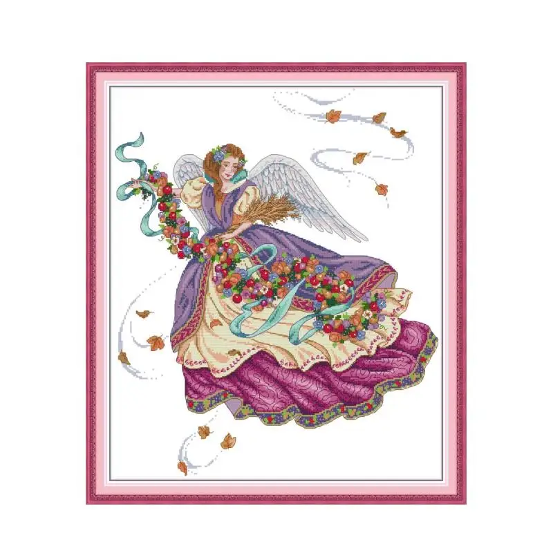 

Purple angel cross stitch kit aida 14ct 11ct count print canvas cross stitches needlework embroidery DIY handmade