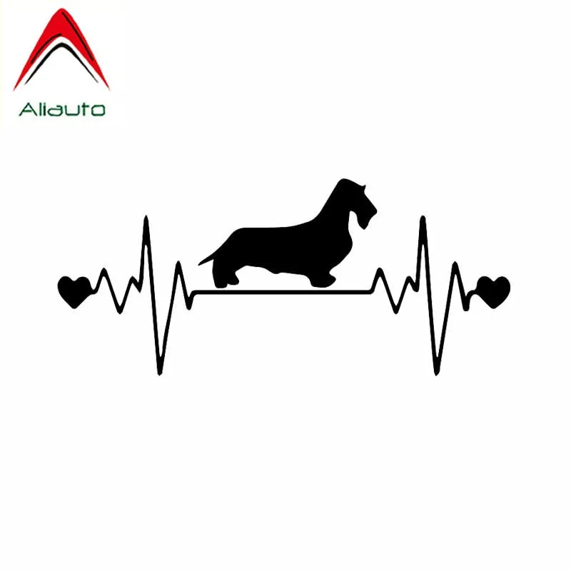Aliauto индивидуальная Автомобильная наклейка Wirehaired Dachshund Lifeline Heartbeat Dog виниловые