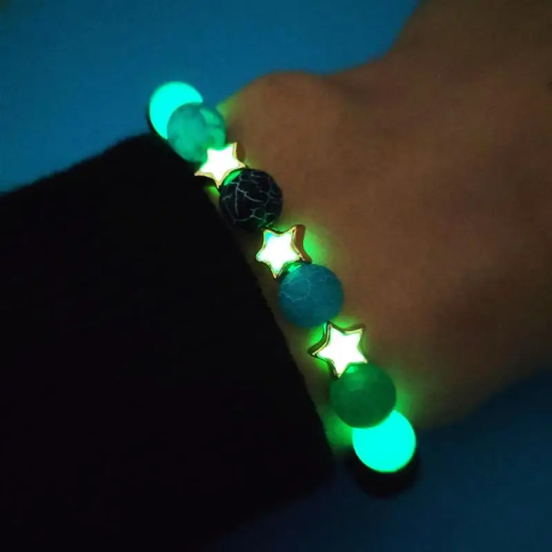 

Natural Stones Luminous Glowing In The Dark Lotus Charm Bracelet For Women Jewelry