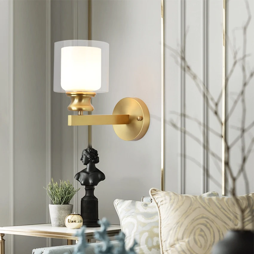 Настенный светильник из меди и латуни светодиодный для спальни|Комнатные