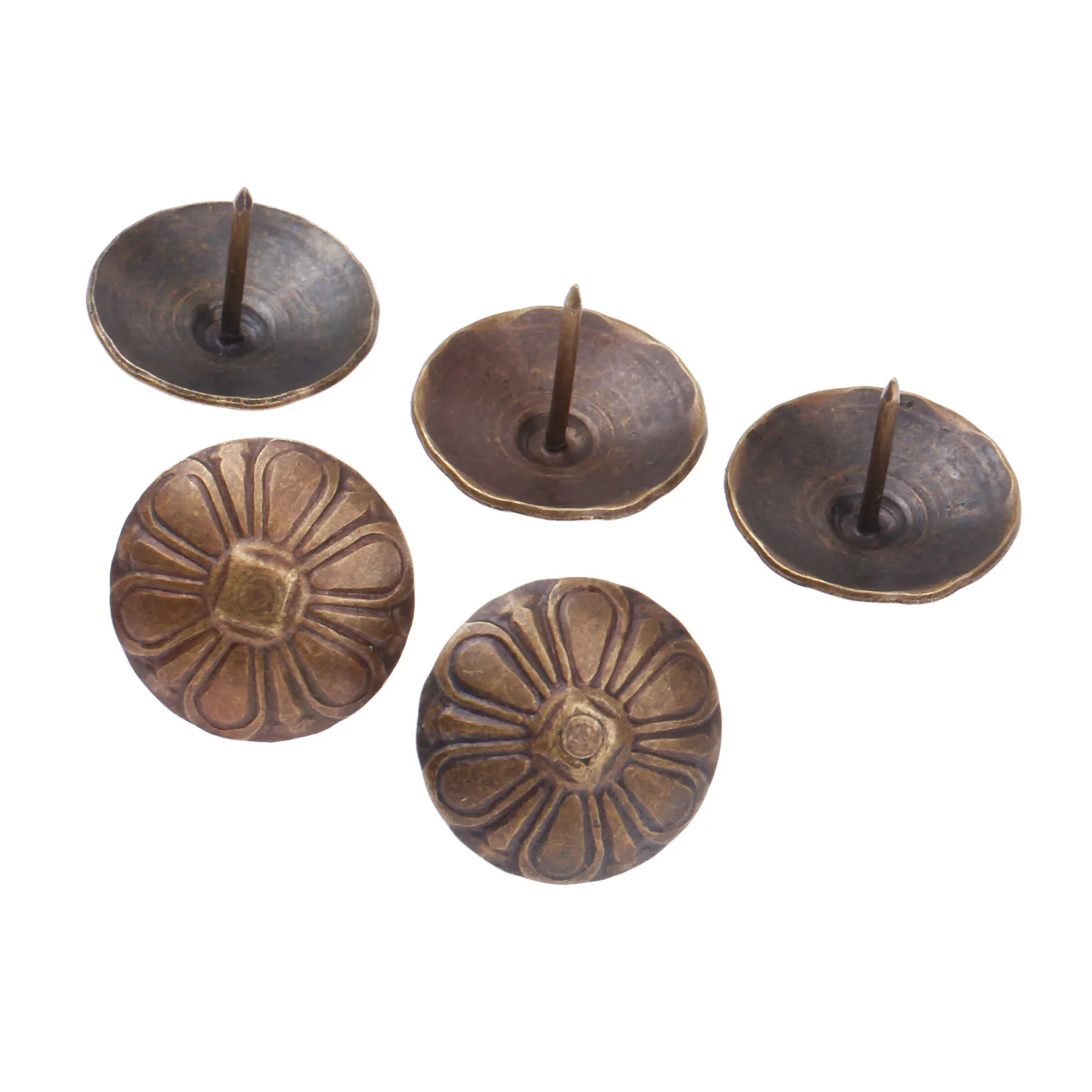 10Pcs/lot 23x19mm Vintage Flower Upholstery Nails Iron Tacks Decor Jewelry Gift Box Sofa Stud Pushpins Doornail Antique Bronze