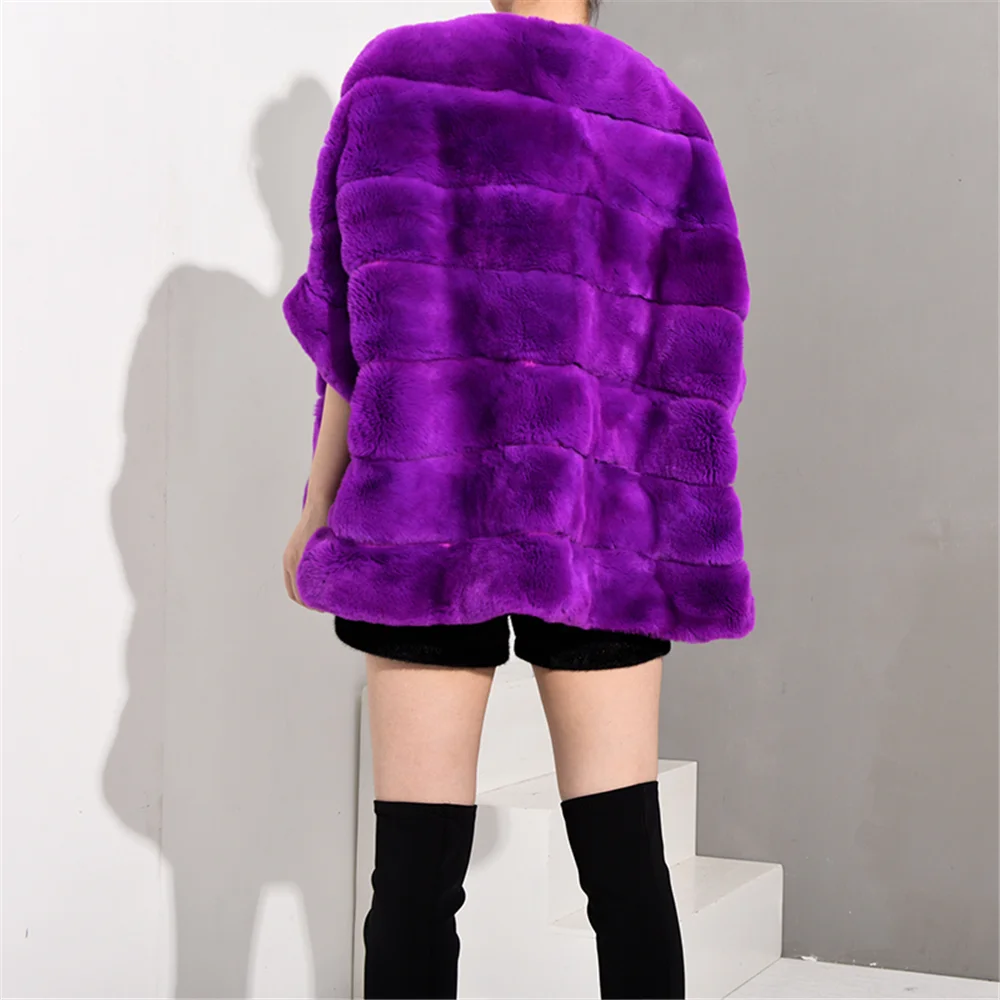 TOPFUR, новинка, шуба из кролика Рекс, женская фиолетовая куртка, тип летучей мыши, кожаная куртка, натуральный мех, пальто для женщин, плюс размер, зимнее пальто для женщин