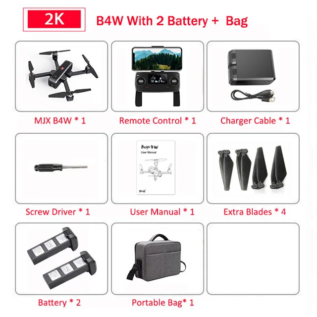 MJX B4W профессиональный 5G gps Дрон с камерой 2K WiFi FPV Бесщеточный пульт дистанционного управления дистанция 2 км RC Квадрокоптер Вертолет игрушка F11 - Цвет: B4W Black 2B Bag