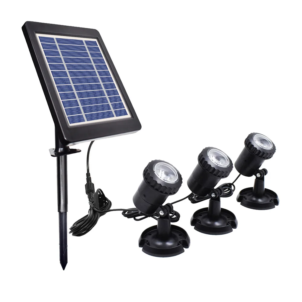 Солнечные 3 лампы Ландшафтный прожектор проекционный свет для Садовый бассейн, пруд Наружное освещение подводные огни