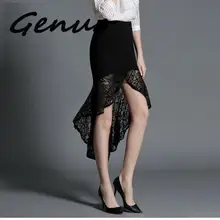 Genuo, новинка, короткая, спереди, длинная, сзади, Женская кружевная юбка, оборки, Русалка, бедра, юбка, ласточкин хвост, один шаг, юбка