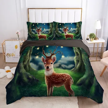 

3D Bedding Sets Forest Deerlet Duvet Cover Set Quilt Covers Pillow Covers Full Double Single King Queen Size Design Bedclothes