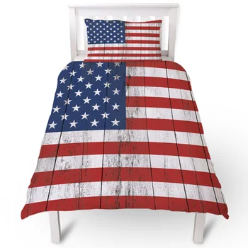 

Vintage Wooden American Flag Duvet Cover Pillow Case Quilt Cover Set Bedclothes Single Bedding Sets For Bed