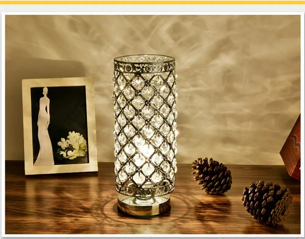 crystal table light fancy table lamp beautiful crystal chrome E27 reading light metal light