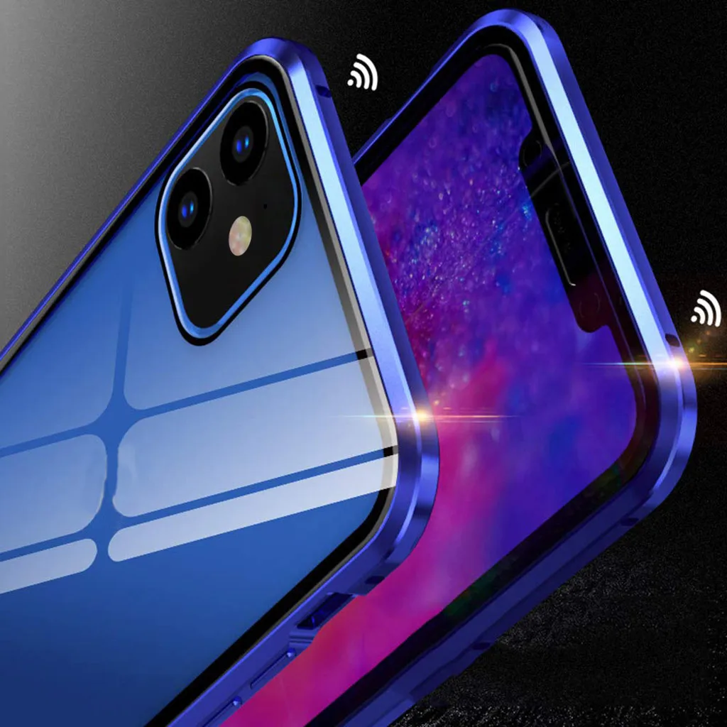 Ouhaobin чехол для телефона для iPhone 11 анти-пип Магнитная Адсорбция металлический бампер стеклянная крышка для iPhone 11 Pro для iPhone 11 Pro Max