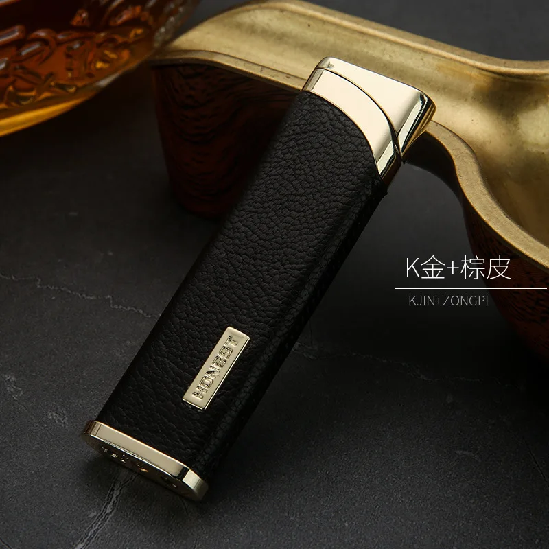 Baicheng Creative Metal Ultra-thin Windproof Lighter Boutique Leather Men and Women Cigarette Case Inflatable Lighter Gadget 6