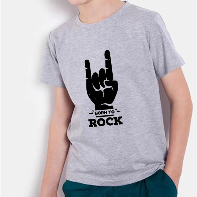 Летняя одежда с короткими рукавами для маленьких мальчиков детская футболка с принтом рок-жестов детская футболка для мальчиков и девочек повседневная детская футболка одежда для мальчиков От 1 до 12 лет