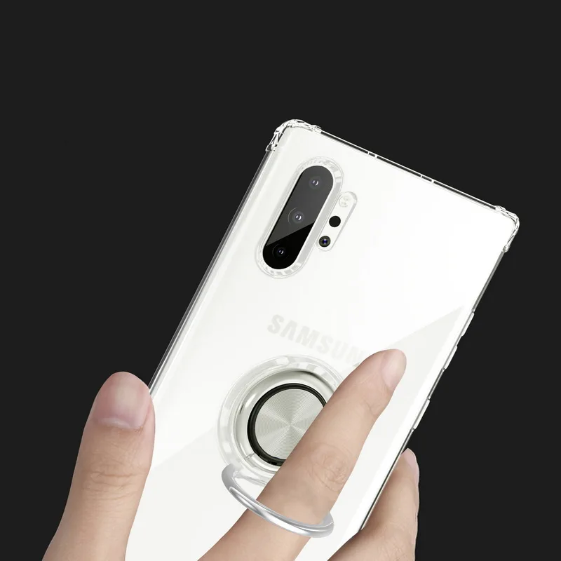Роскошные кольцевой магнитный держатель чехол для samsung Galaxy Note 10 S10 плюс A70 A50 A30 A20 A10 M10 S10e S10 5G чехол Прозрачный чехол для телефона