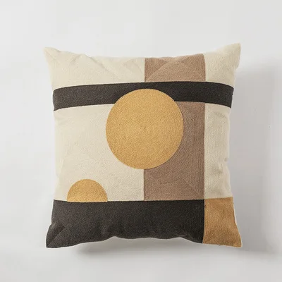 A 45X45CM Желтый серый синий наволочка с вышивкой коричневая Геометрическая наволочка для подушки декоративная наволочка для дома 45 см x 45 - Цвет: A 45X45CM