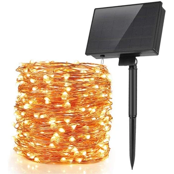

Upgrade Solar Powered String Light 99Ft Copper Wire Lights, Warm White 300 LED Fairy Lights, Indoor Outdoor Waterproof Solar Dec