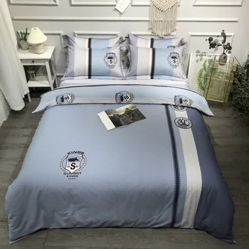 

2020 New Checker Design Cotton Sanding Fabric Bedding Set Quilt Cover Queen Size King Size Duvet Cover Set