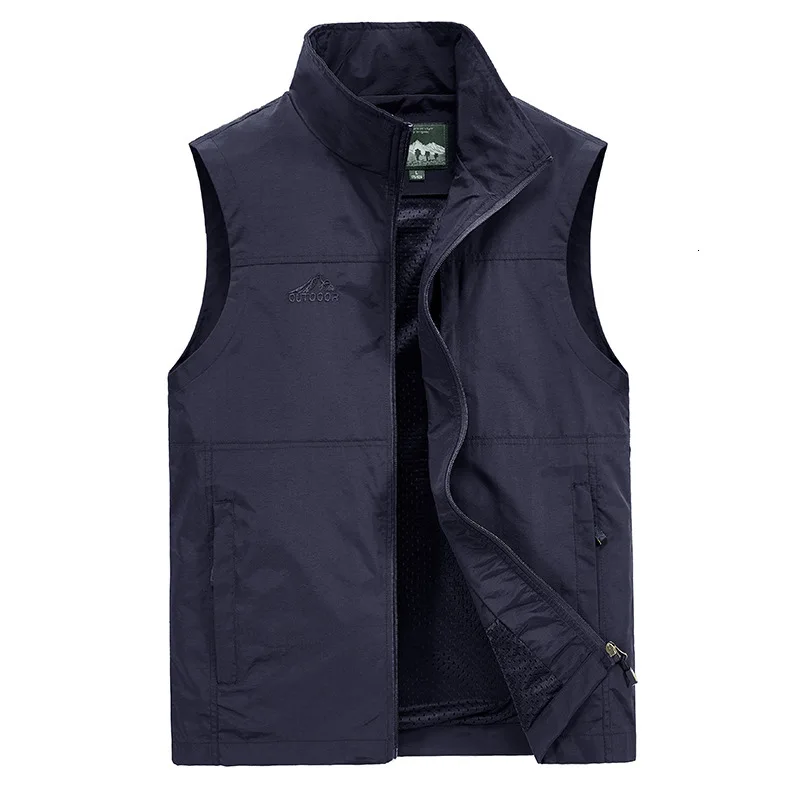 Sapphire blue 7XL Открытый Пешие прогулки Рыбалка тактический жилет унисекс без рукавов свободная износостойкая альпинистская фотография Мульти Карманный жилет - Цвет: Sapphire blue