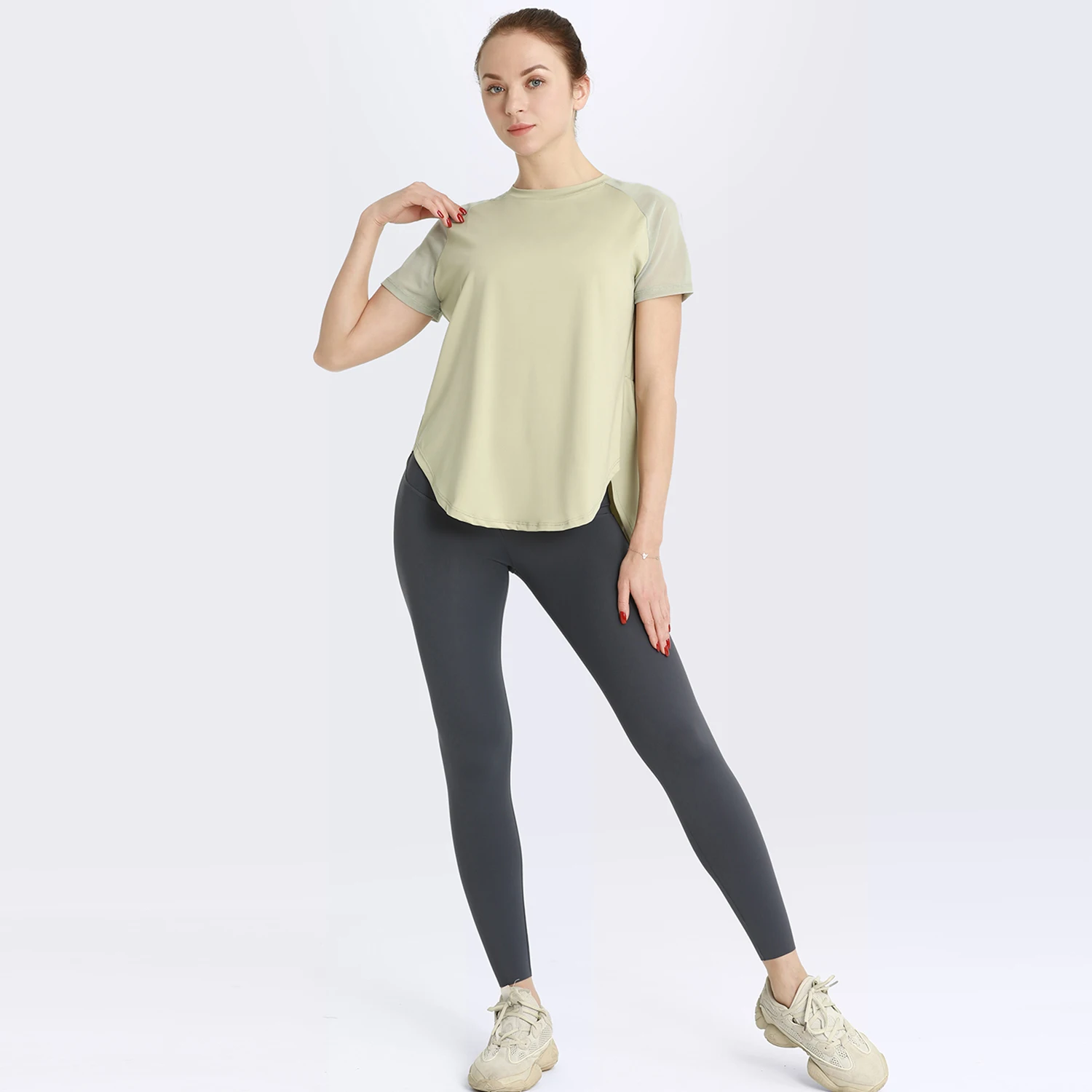 F.DYRAA Sexy Yoga Shirts Gym Women Short Sleeve Cross Back Blouse Sports Tops Activewear Exercise T-shirts Fitness Sportswear