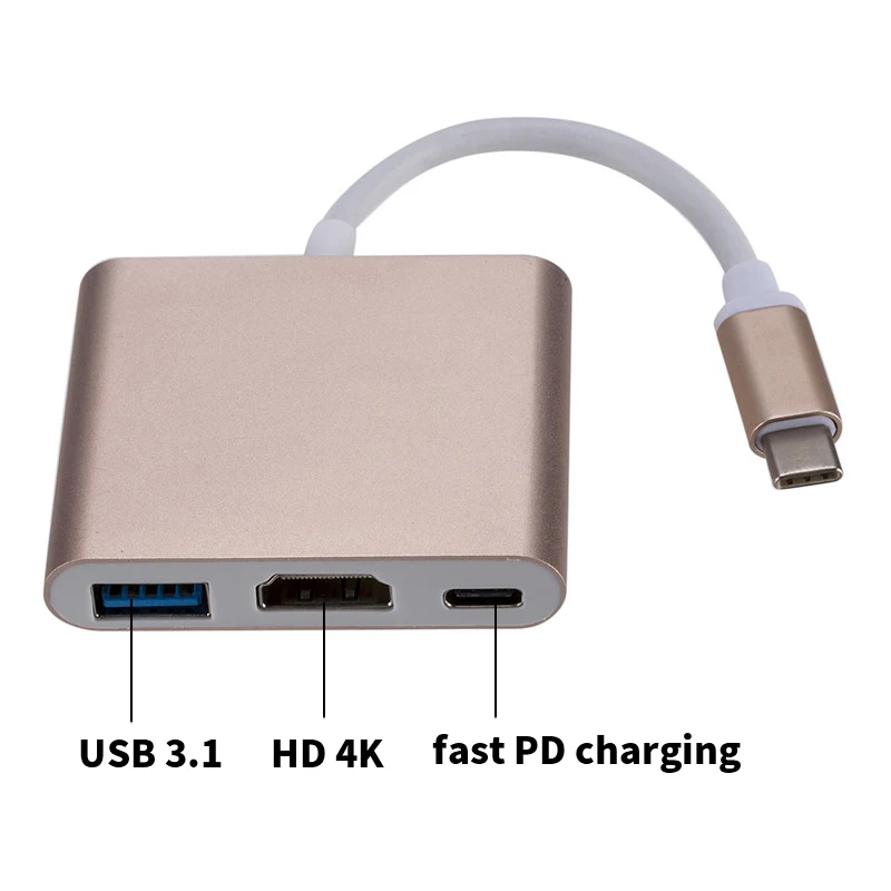USB-C-HDMI 3 в 1 кабель-конвертер для samsung huawei Apple USB 3,1 Thunderbolt 3 type-C Кабель-адаптер HDMI 4K 1080P
