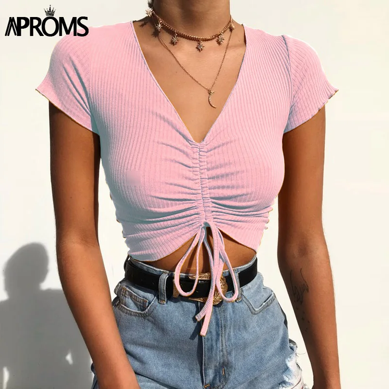 Aproms Sexy V Neck Cropped Tank Tops 