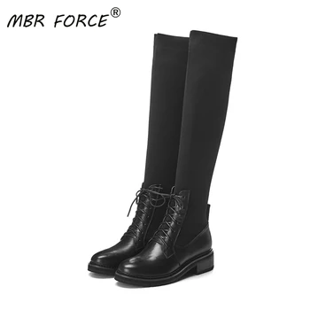

MBR FORCE high quality women over the knee boots comfortable spring autumn knitted fashion stretch slim long boots women black
