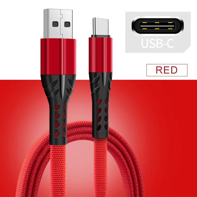 2M 1M 3.5A кабель для быстрой зарядки для IOS type C Micro USB Android кабели type-C линия передачи данных для iPhone провод шнур - Цвет: Red For Type C