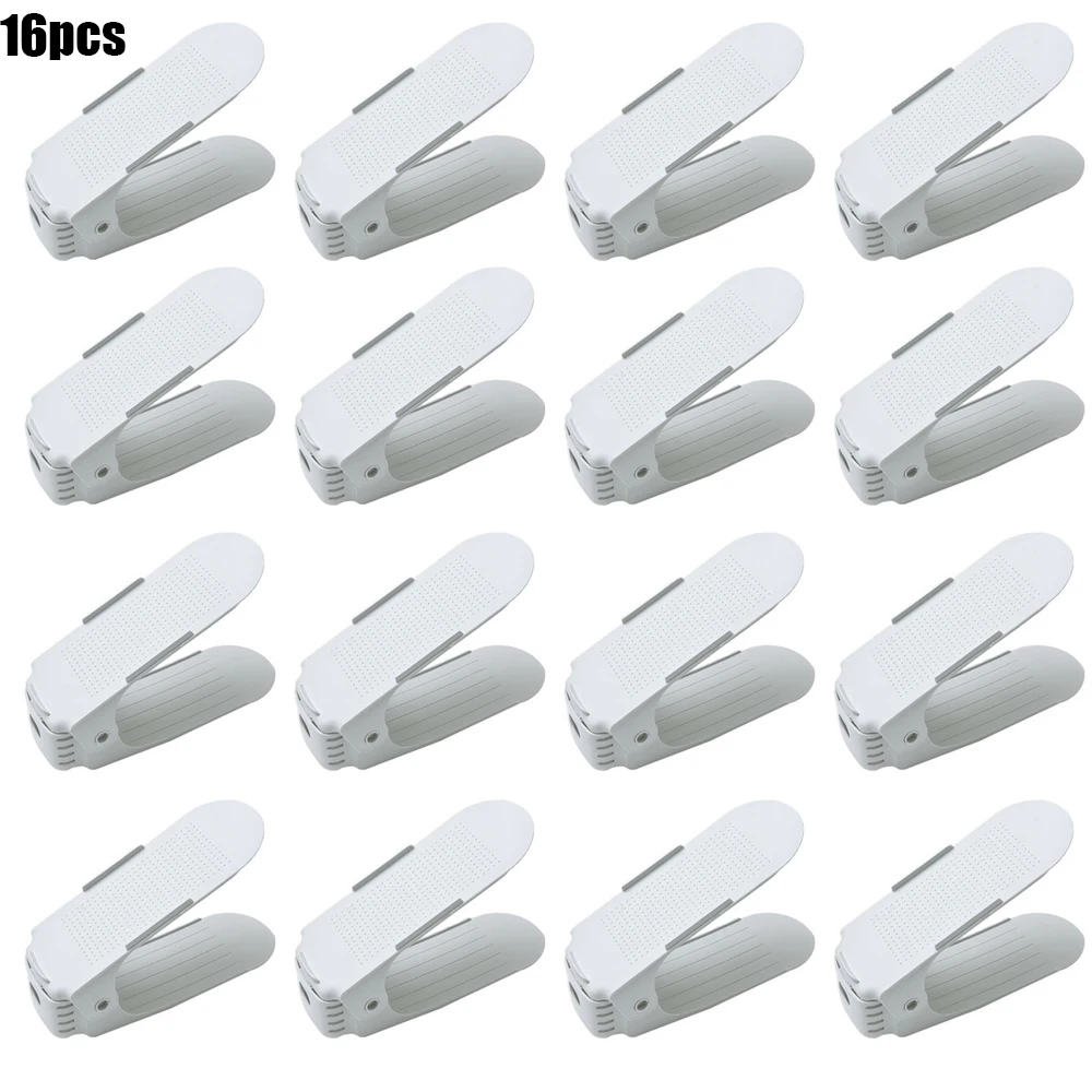 16Pcs Durevole Regolabile Organizzatore Di Scarpe Calzature Supporto Slot Armadio Salvaspazio Armadio Stand Scarpe Rack Di Stoccaggio Scatola Da Scarp