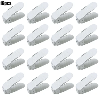 

16pcs Durable Adjustable Shoe Organizer Footwear Support Slot Space Saving Cabinet Closet Stand Shoes Storage Rack Shoebox