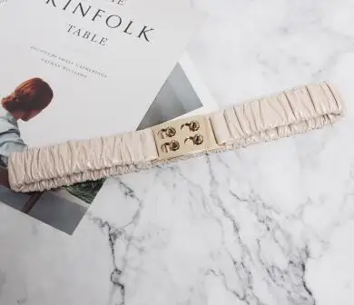 Женские Подиумные модные лакированные ПУ кожаные эластичные пояса женское платье Корсеты Пояс Ремни украшения широкий пояс R2551 - Цвет: beige