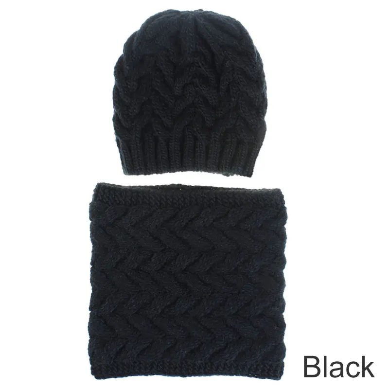 Новая модная зимняя шапка, шарф, набор для женский шарф на шею, толстая ветрозащитная женская шапка, шапки вязаные теплые многофункциональные - Цвет: black