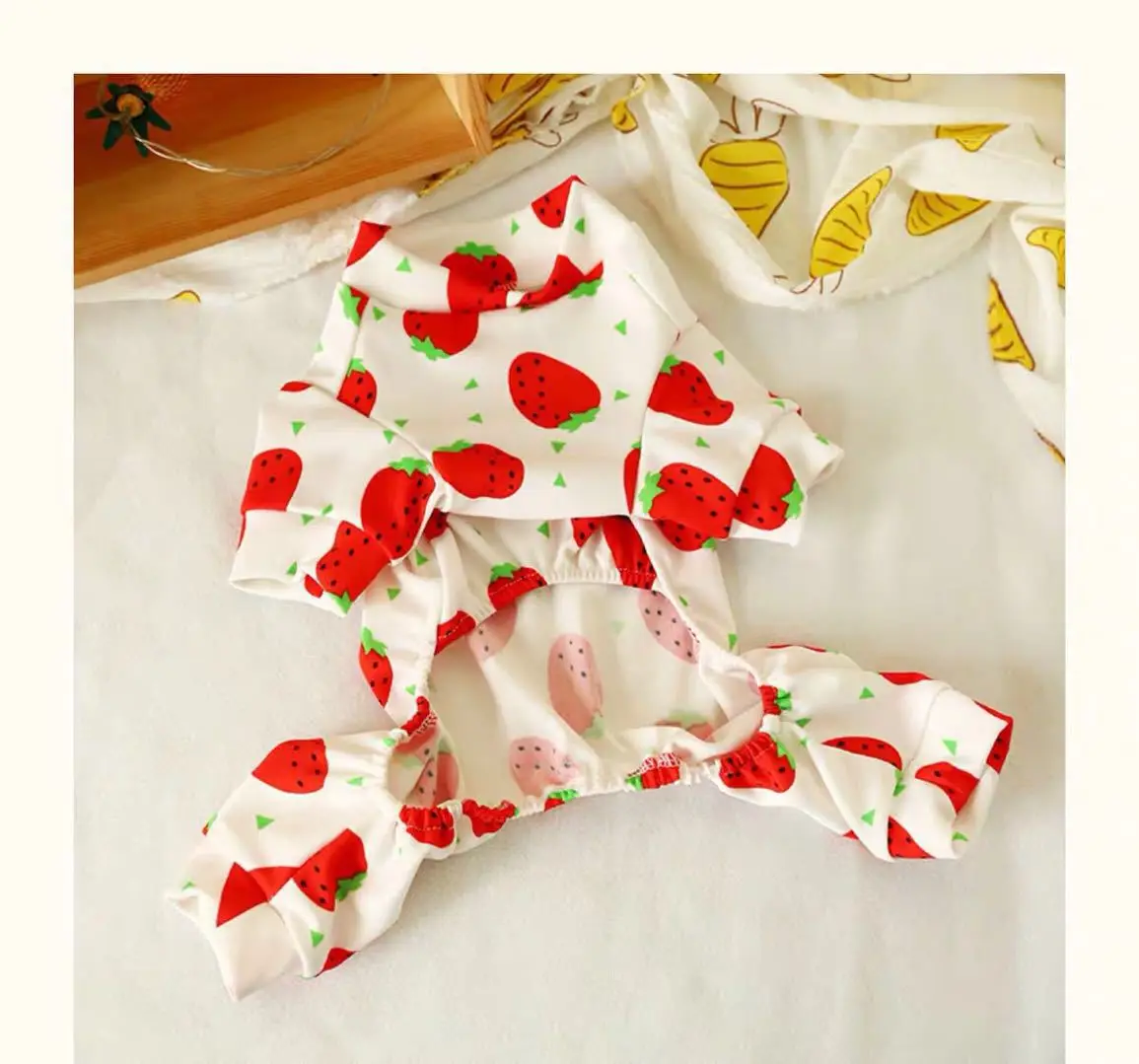 Dog Pet Clothes Home Onesie Comfortable Breathable Bichon Spring And Summer-Casual Watermelon One-piece Four-legged Pet Clothing