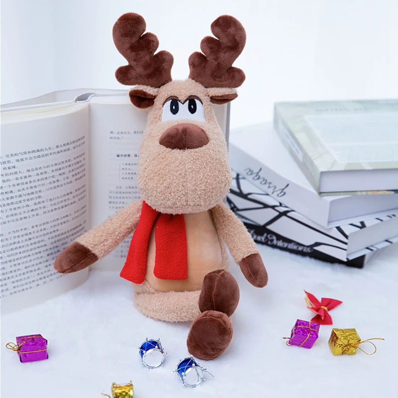 Scarf Reindeer Cute Elk Plush Doll high quality stuffed Toy Christmas Decoration soft Gift for kids - Цвет: light brown