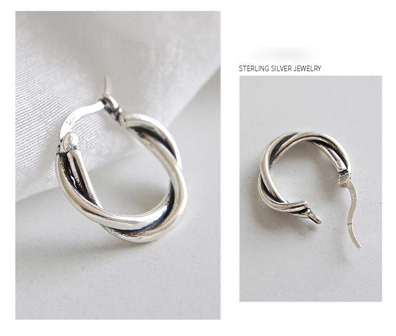 Trendy Big Hoop Earrings Silver 925 Circle Twist Sterling Silver Earring Girls Earings Fashion Jewelry 2019 Huggies Punk Earring (13)