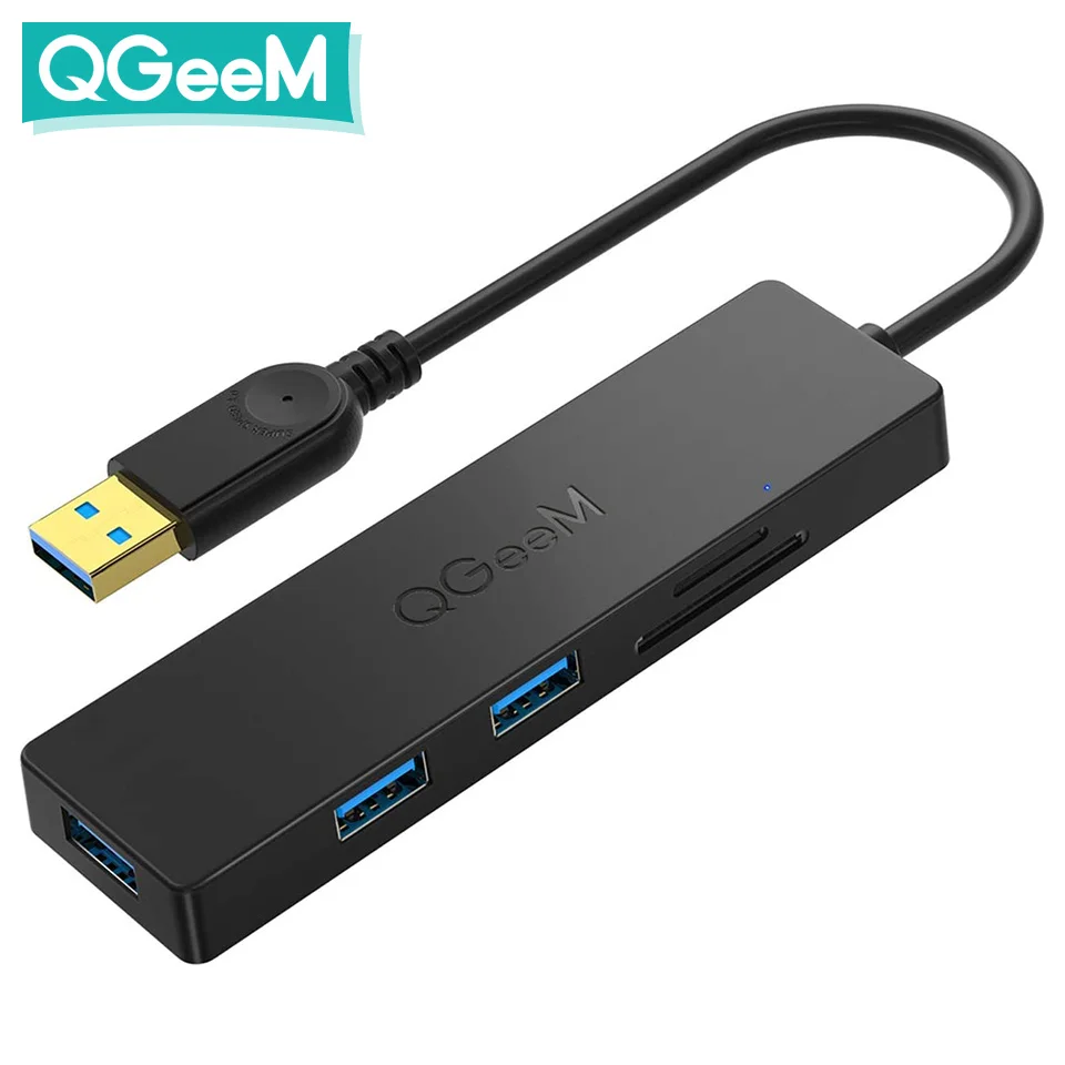 QGeeM USB Hub 3.0 Адаптер Кардридер USB-разветвитель для ноутбуков Xiaomi Macbook Pro 2015 iMac