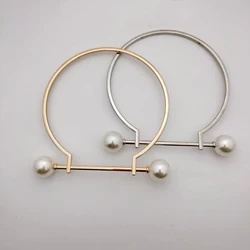 Metal Bag Handle Replacement for DIY Shoulder Bags Making Handbag Fashion Imitate Pearl Metal Circle Handle Bag Accessory