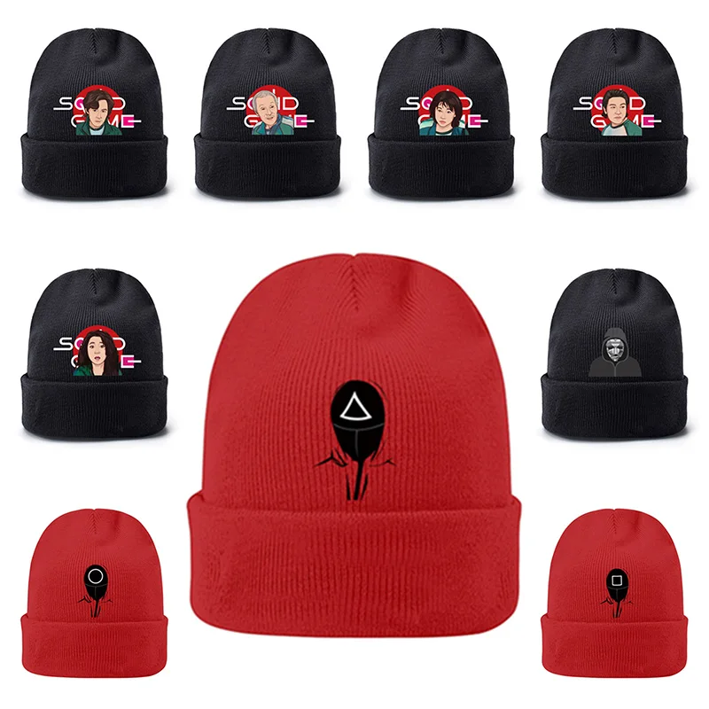 Hot Korea Squid Game Knitted Hat Unisex Women Men Winter Autumn Outdoor Party Hats Tide Hip Hop Caps Cuffed Beanies