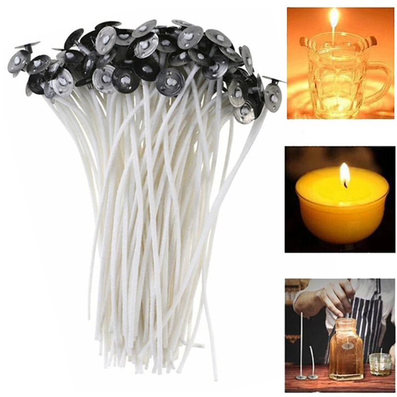 100 Pcs Candle Wicks Smokeless Wicks Soy Wax Core Woven Cotton Core