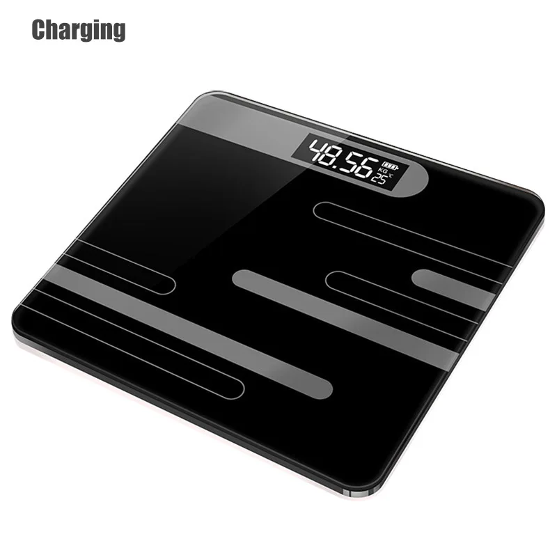 Charging Black Напольные весы для ванной электронные для взвешивания тела умные бытовые электронные цифровые тяжелые весы ЖК-дисплей - Цвет: Charging Black