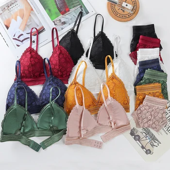 

Fashion One-piece Underwear Female Intimates Sexy Bra Panties Set Women Seamless Bra Padded Bralette Lingerie Lace Briefs