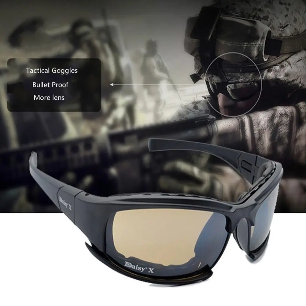 Tactical Sunglasses UV400 Protection Military Goggles Hunting, Shooting, Airsoft Outdoor Activities Eyewear 4 Lenses