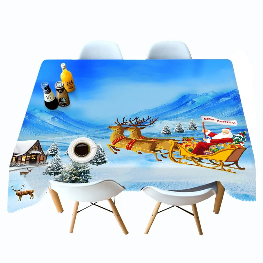 Style A Плотная хлопковая Рождественская скатерть с 3D рисунком Санта Клауса и лося, прямоугольная/Круглая Скатерть для свадьбы, пикника, вечерние - Цвет: Style A