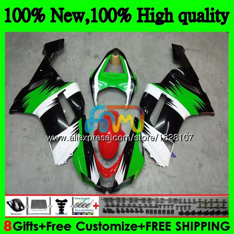 Корпус для KAWASAKI ZX 6R 6 R 600CC ZX636 10BS. 147 ZX-636 ZX600 600 CC ZX-6R ZX 636 ZX6R 07 зеленого и белого цветов 08 2007 2008 Обтекатели комплект