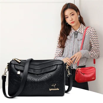 

Leather Litchi Pattern Emboss Crossbody Shoulder Bag for Women 2020 Small Soft Elegant Handbag Lady Pure Casual Messenger Bags