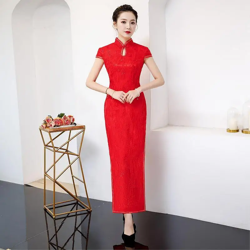 

Bridesmaid Limited Sale A-line Scoop Chinese Toast Bride 2020 Summer Slim Wedding Cheongsam Evening Dress Women Long Autumn