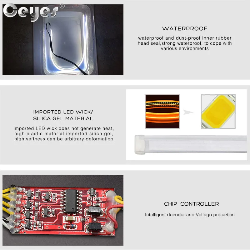 Ceyes 2 шт. 12 В Автомобильные Аксессуары DRL дневные ходовые огни Светодиодный дневной подсветка времени Гибкая Поворотная сигнальная фара лампа полоса для авто