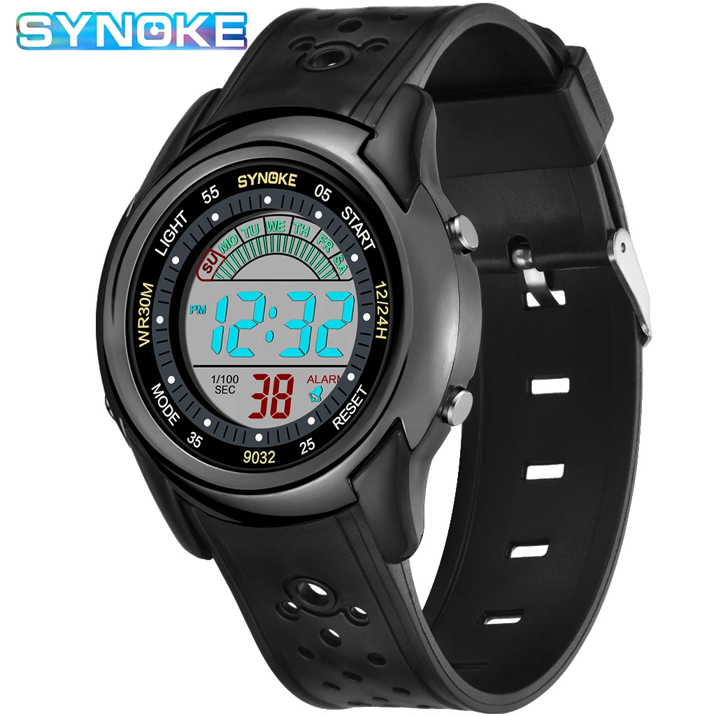 SYNOKE-Montre-bracelet numérique pour enfants, étanche, LED, militaire, électronique, horloge, écoliers, sport, mode