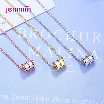 

Women 2020 Small Waist 925 Sterling Silver Necklaces Rose Gold Color Luxury Wedding Clavicle Neck Chain Tube Jewelry Gift