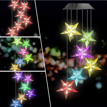 

Solar Powered LED Wind Chime Transparent Hummingbird Wind Chime Color-Changing Waterproof for Party Patio Yard Garden Decor
