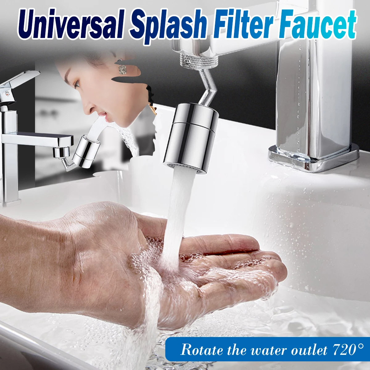 

720 Degrees Universal Splash Filter Faucet Spray Head Anti Splash Filter Faucet Movable Kitchen Water Tap Saving Nozzle Sprayer