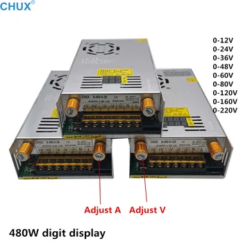 

CHUX 0-12v 5v 24v 36v 48v 60v 80v 120v 160v 220v Switching Power Supply Adjustable Voltage and current 480w PSU Display SMPS